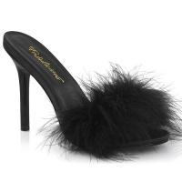 Sale CLASSIQUE-01F Fabulicious high heels peep toe marabou fur slipper black 43