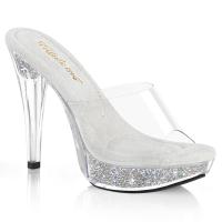 COCKTAIL-501RSI Fabulicious Damen High Heels Plateaupantoletten klar silber Strass