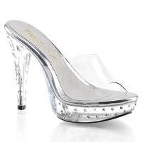 Sale COCKTAIL-501SDT Fabulicious high heels platform slide clear with rhinestones 38