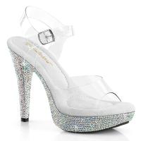 COCKTAIL-508DM Fabulicious High-Heels Plateausandaletten klar silber Multi Strass