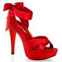 Sale COCKTAIL-568 Fabulicious high heels platform criss cross sandal red satin 40