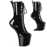 CRAZE-1040 Pleaser lace-up high heels heelless platform ankle boot black patent