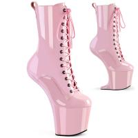 CRAZE-1040 Pleaser lace-up high heels heelless platform ankle boot baby pink patent