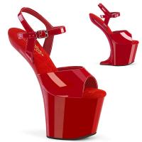 CRAZE-809 Pleaser high heelless platform ankle strap sandal red patent