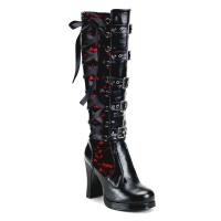 Sale CRYPTO-106 DemoniaCult platform knee high boot black red lace corset style lacing 38