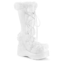 Sale CUBBY-311 DemoniaCult vegan ladies platform mid calf boot fur trim white matte 42