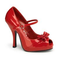 CUTIEPIE-08 Pin Up Couture high heels hidden platform open-toe pump red patent
