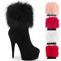 DELIGHT-1000 Pleaser vegan platform ankle bootie high heels 4 fur cuffs black suede