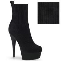 Sale DELIGHT-1002-2 Pleaser vegan pull-on stretch ribbed knit bootie black fabrich matte 36