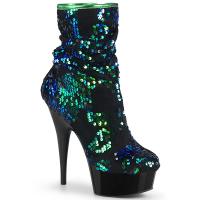 DELIGHT-1004 Pleaser High Heels Platform Ankle Boot green iridescent Sequins