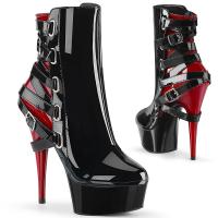 DELIGHT-1012 Pleaser high heels ankle boot cris cross buckle back straps black red patent