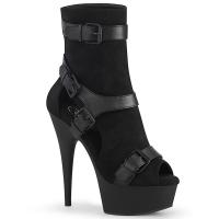 DELIGHT-1037 Pleaer Damen High Heels Plateaustiefeletten schwarz Samt Lederlook