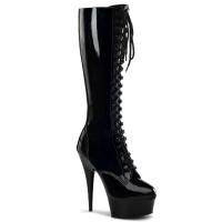 Sale DELIGHT-2023 Pleaser High Heels Plateaustiefel schwarz Lack Schnürung vorn 38