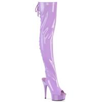 DELIGHT-3017 Pleaser High Heels platform peep toe overknee boots lavender patent