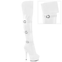 DELIGHT-3018 Pleaser vegan high heels stretch over knee boot white matte