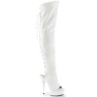 DELIGHT-3019 Pleaser High Heels platform peep toe thigh high boot white leather optics