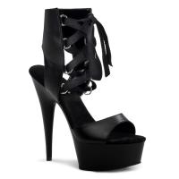 DELIGHT-600-14 Pleaser High Heels platform bootie sandal black vegan leather