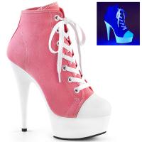 DELIGHT-600SK-02 Pleaser High Heels platform canvas sneakers pink white blacklight uv reactive