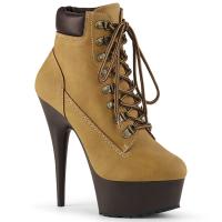 Sale DELIGHT-600TL-02 Pleaser High Heels platform ankle bootie tan nubuck brown 35