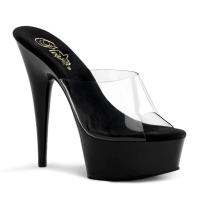 Sale DELIGHT-601 Pleaser High-Heels Plateaupantoletten transparent schwarz 37