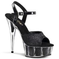 Sale DELIGHT-609-5G Pleaser high heels platform ankle strap sandal black mini glitter 39