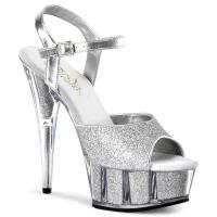 Sale DELIGHT-609-5G Pleaser high heels platform ankle strap sandal silver mini glitter 35