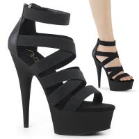 DELIGHT-659 Pleaser high heels platform criss cross sandal black matte elastic straps