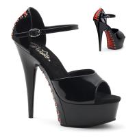 DELIGHT-660FH Pleaser High-Heels Plateausandaletten Korsettstyle schwarz Lack rot