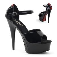 DELIGHT-660FH Pleaser High Heels platform sandal black-red patent black corset lacing