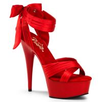 Sale DELIGHT-668 Pleaser high heels platform criss cross pleated straps sandal red satin 38