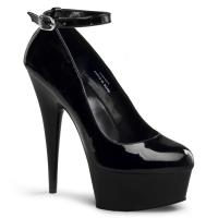 DELIGHT-686 Pleaser high heels ankle strap platform pump black patent