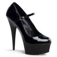 Sale DELIGHT-687 Pleaser High-Heels Plateau Riemchenpumps schwarz Lack 37