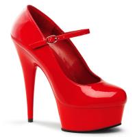 DELIGHT-687 Pleaser High-Heels Plateau Riemchenpumps rot Lack