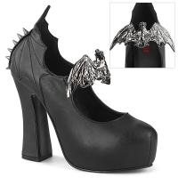 Sale DEMON-18 DemoniaCult vegane Damen Gothic Pumps Fledermaus Nieten schwarz Lederoptik 40