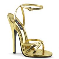 DOMINA-108 Devious high heels ankle wrap sandal gold metallic