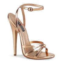 Sale DOMINA-108 Devious High Heels Fesselriemchen Sandaletten rosegold Metallic 35