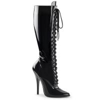 DOMINA-2020 Devious high heels lace-up knee boot black patent