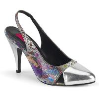 DREAM-405 Pleaser Pink Label high heels slingback pumps multi color snake print silver matte