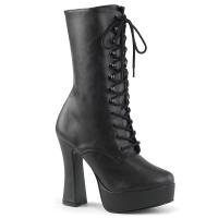 ELECTRA-1020 Pleaser high heels platform lace-up front ankle boots black matte