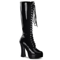 ELECTRA-2020 Pleaser High-Heels Plateaustiefel schwarz Lack mit Schnürung