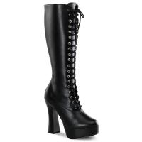 Sale ELECTRA-2020 Pleaser high heels platform lace-up front knee high boots black matte 39