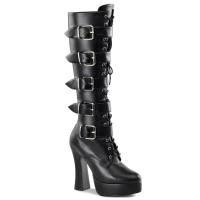 ELECTRA-2042 Pleaser High-Heels Plateaustiefel fünf Riemen schwarz Lederoptik