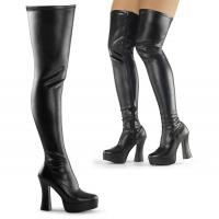 Sale ELECTRA-3000Z Pleaser High-Heels Stretch Plateauoverkneestiefel schwarz Lederoptik 43