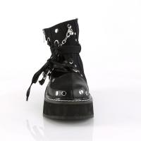 Sale EMILY-317 DemoniaCult platform cutout ankle bootie black canvas and vegan leather 36