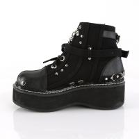 Sale EMILY-317 DemoniaCult platform cutout ankle bootie black canvas and vegan leather 36