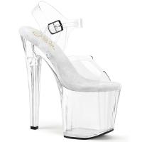 ENCHANT-708 Pleaser high heels platform ankle strap sandal prismatic linear design clear