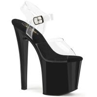 ENCHANT-708 Pleaser high heels platform ankle strap sandal prismatic linear design clear black