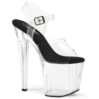 ENCHANT-708 Pleaser high heels platform ankle strap sandal prismatic linear design clear black