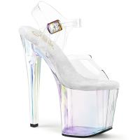 ENCHANT-708HT Pleaser vegan high heels ankle strap sandal tinted platform high heels clear