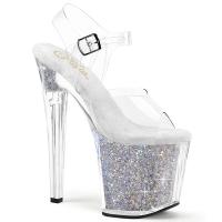 ENCHANT-708RSI Pleaser high heels ankle strap sandal linear design ab rhinestones clear silver